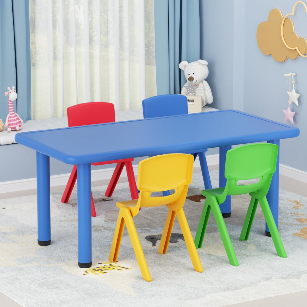 Keezi 5PCS Kids Table and Chairs Set Children Study Desk Furniture Plastic 4 Chairs - Homecoze