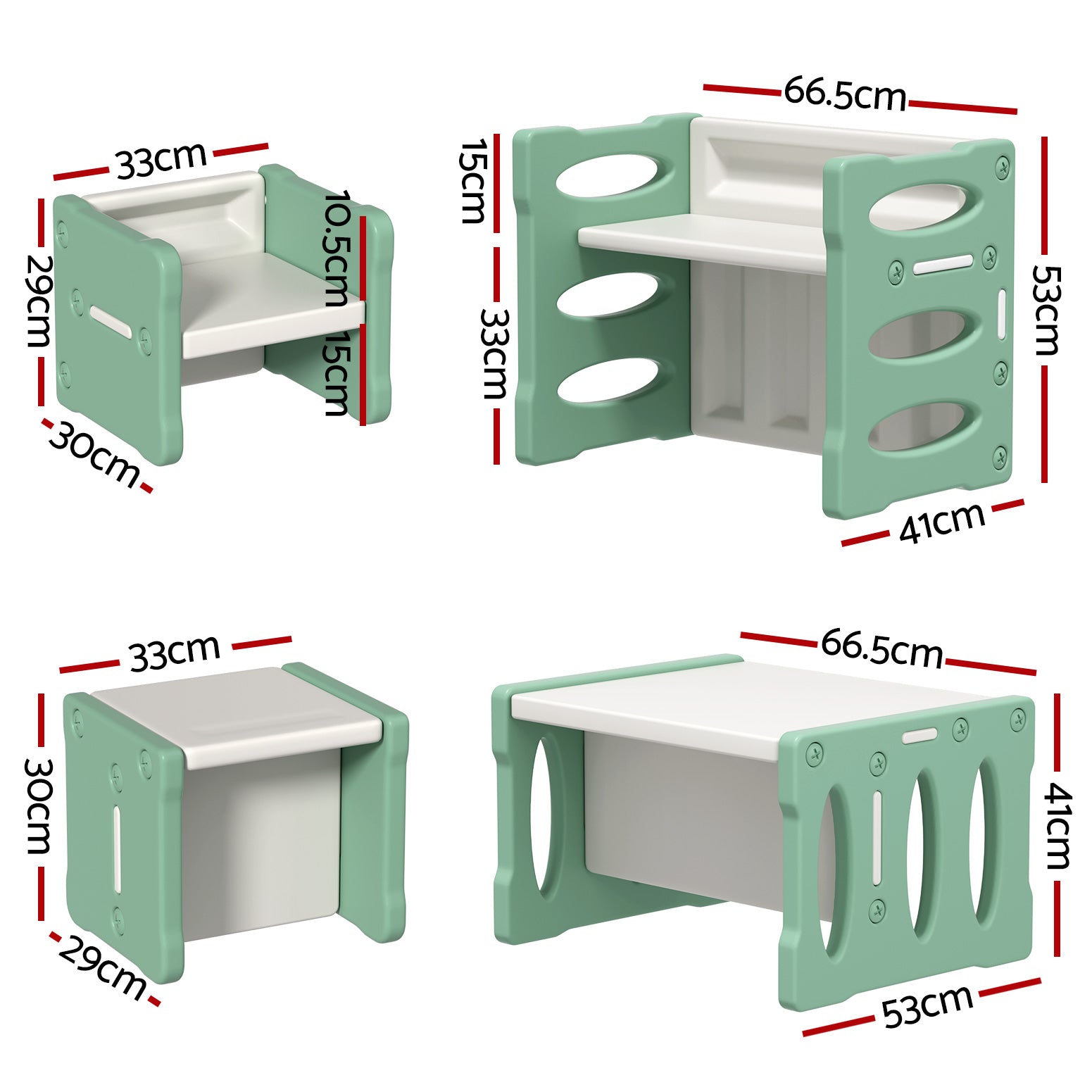 3PC Kids Multi-purpose Table and Chairs Set HDPE - Green - Homecoze
