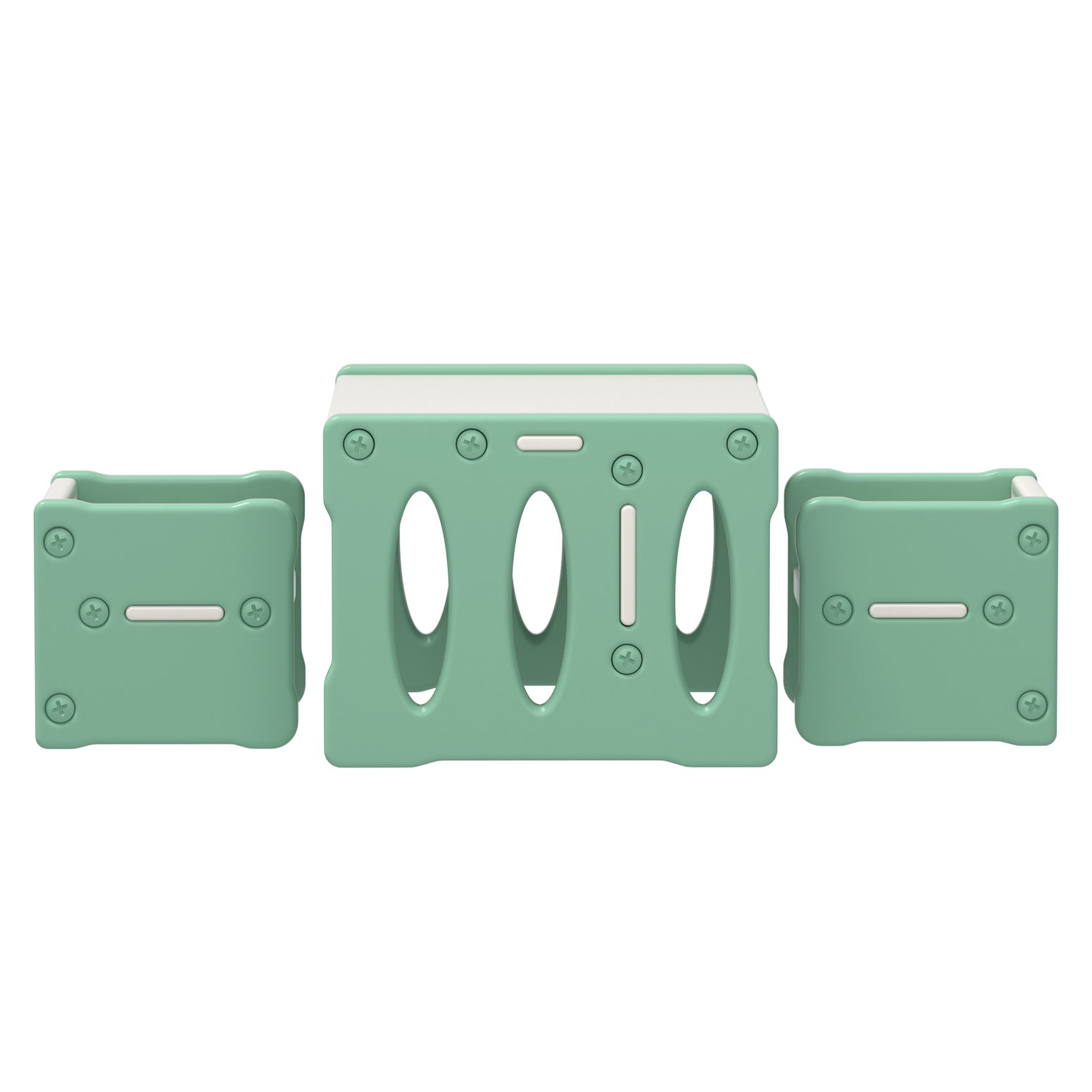3PC Kids Multi-purpose Table and Chairs Set HDPE - Green - Homecoze