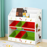 Kids Bookshelf Organiser with 6 Toy Storage Bins - Homecoze