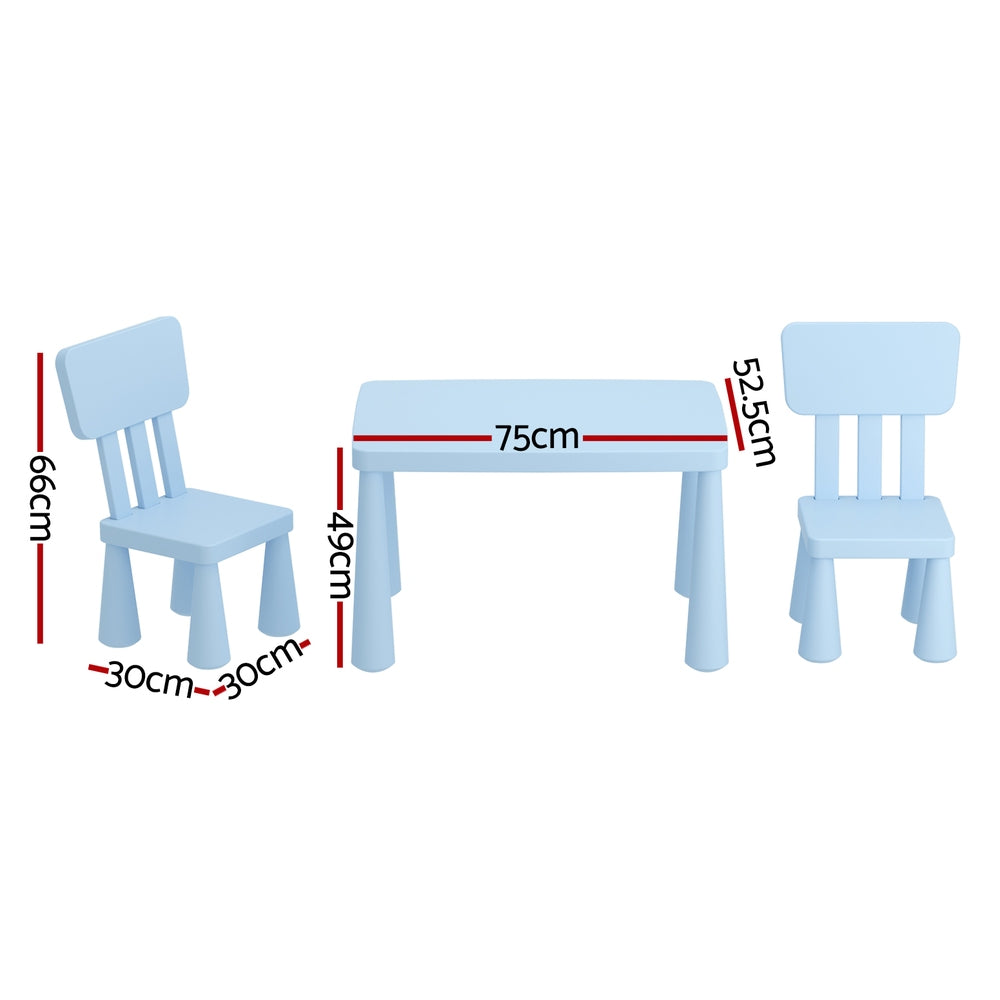 3PC Kids Table and Chairs Set - Blue - Homecoze