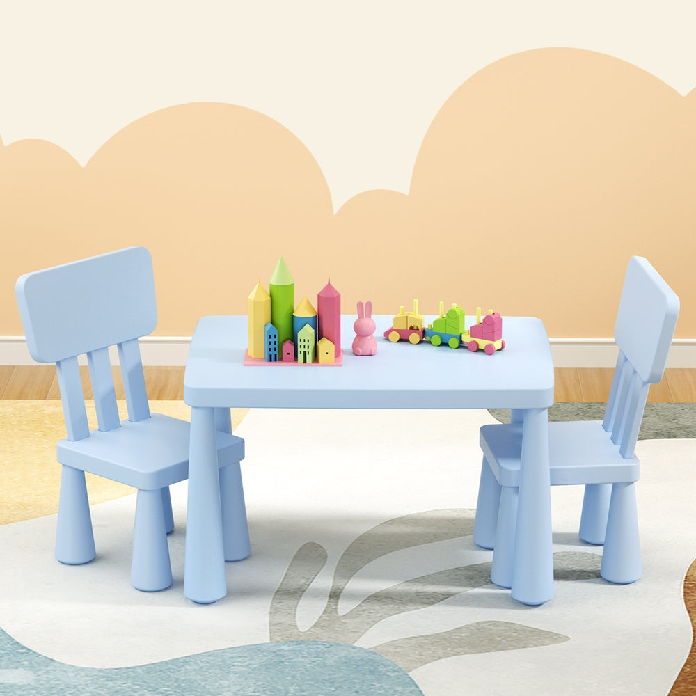 3PC Kids Table and Chairs Set - Blue - Homecoze