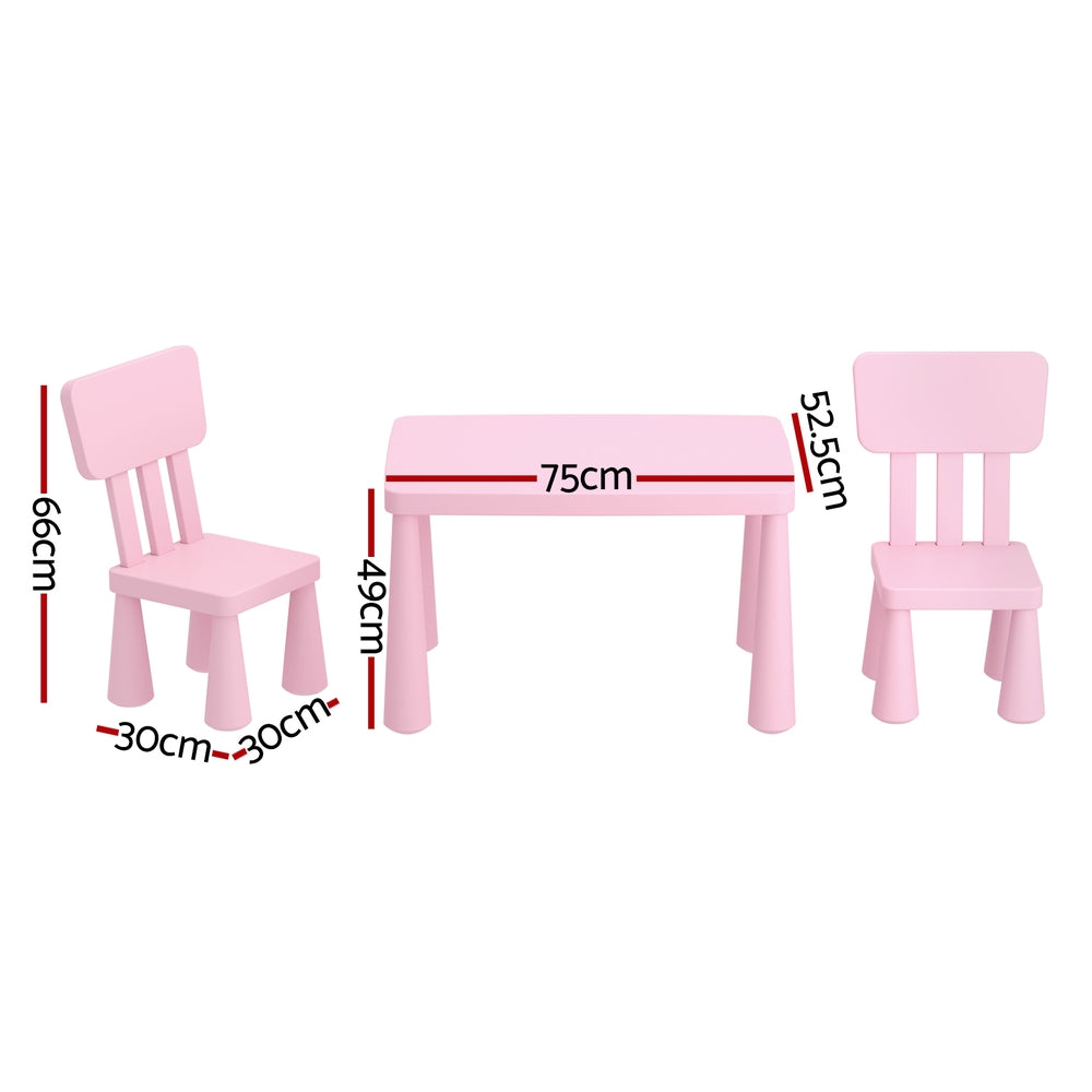 3PC Kids Table and Chairs Set - Pink - Homecoze