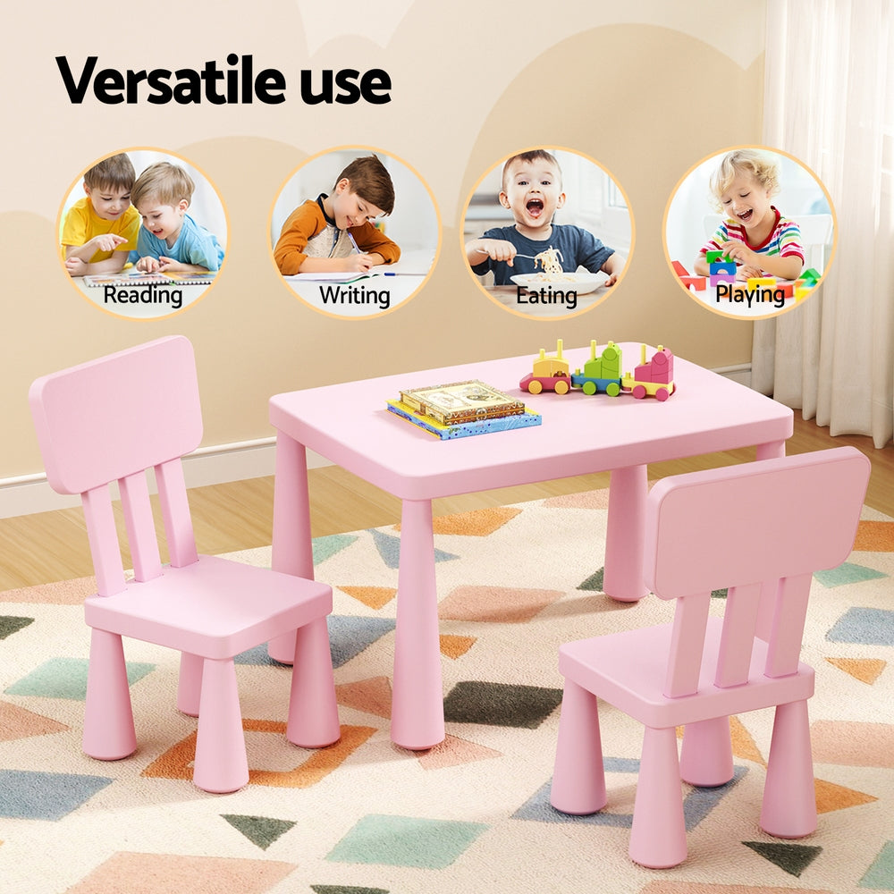 3PC Kids Table and Chairs Set - Pink - Homecoze