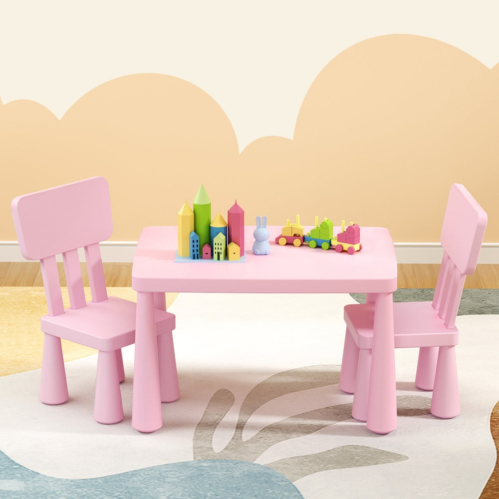 3PC Kids Table and Chairs Set - Pink - Homecoze