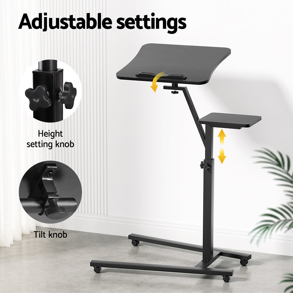 Mobile Laptop Desk Height & Tilt Adjustable with Mouse Stand - Black - Homecoze