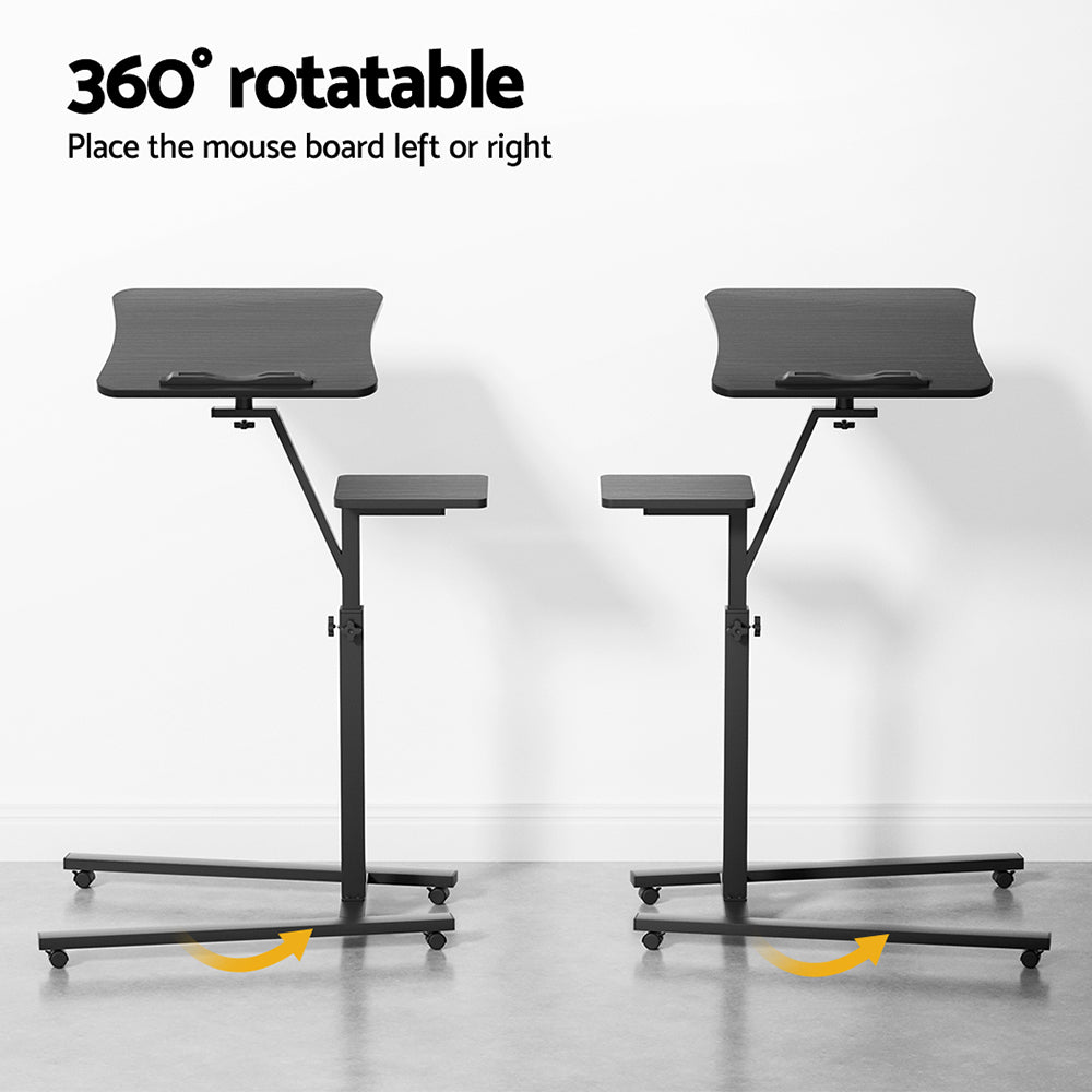 Mobile Laptop Desk Height & Tilt Adjustable with Mouse Stand - Black - Homecoze