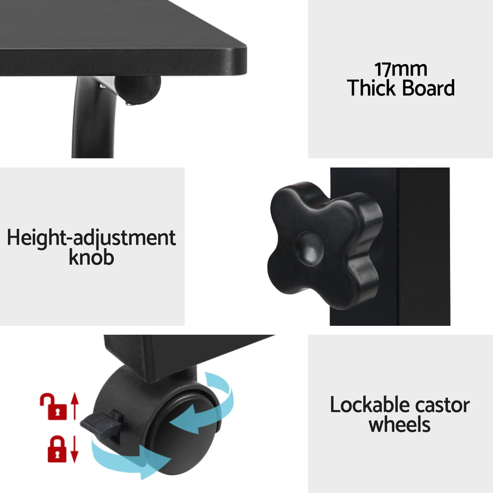 Small Portable Adjustable Height Mobile Laptop Desk - Black - Homecoze