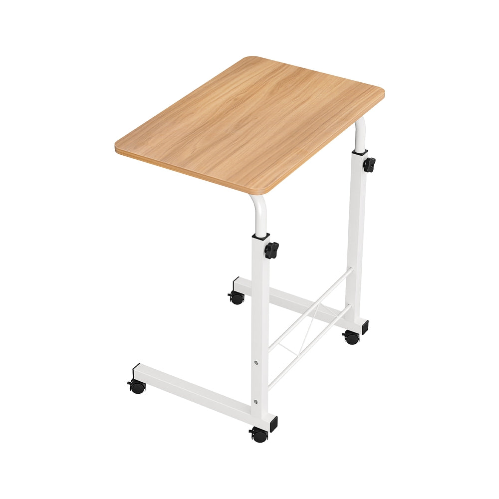 Small Portable Adjustable Height Mobile Laptop Desk - White & Oak - Homecoze