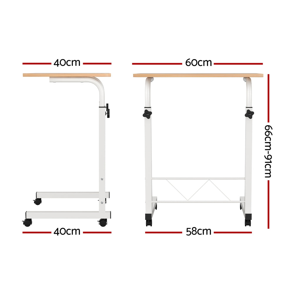 Small Portable Adjustable Height Mobile Laptop Desk - White & Oak - Homecoze