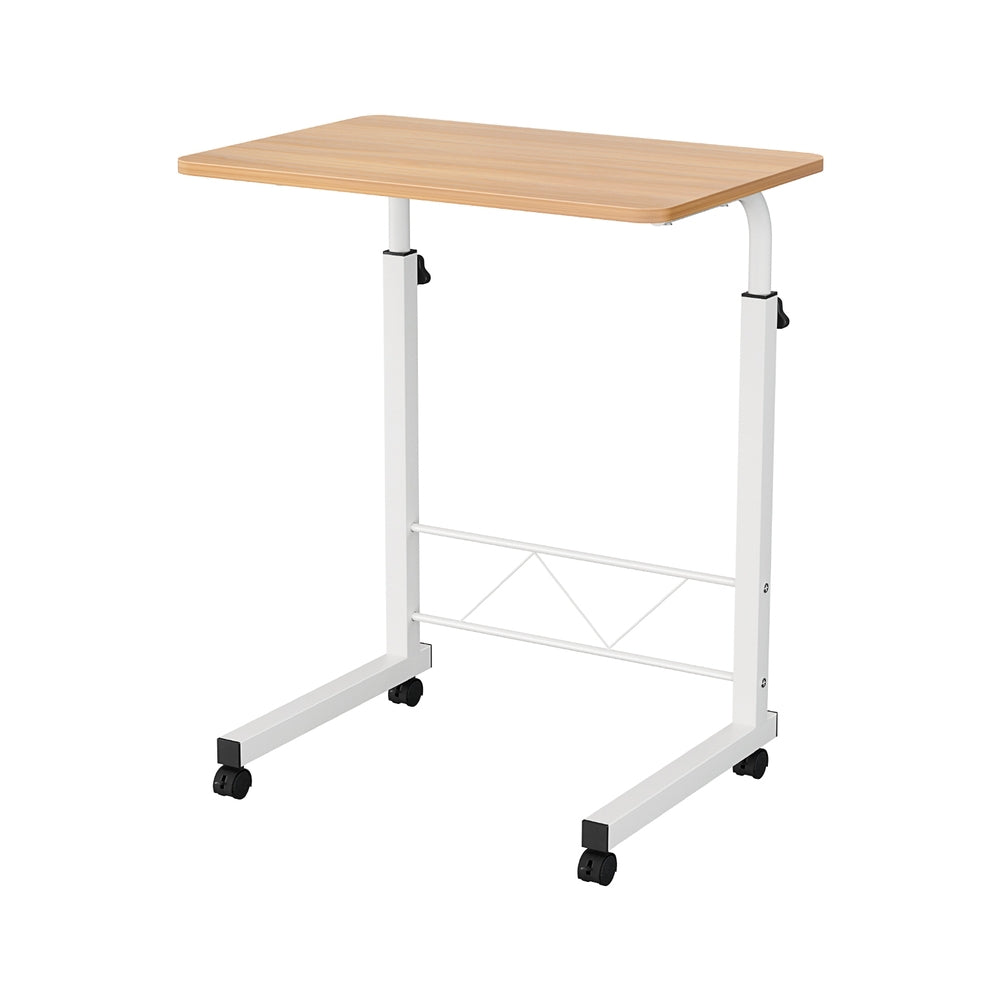 Small Portable Adjustable Height Mobile Laptop Desk - White & Oak - Homecoze