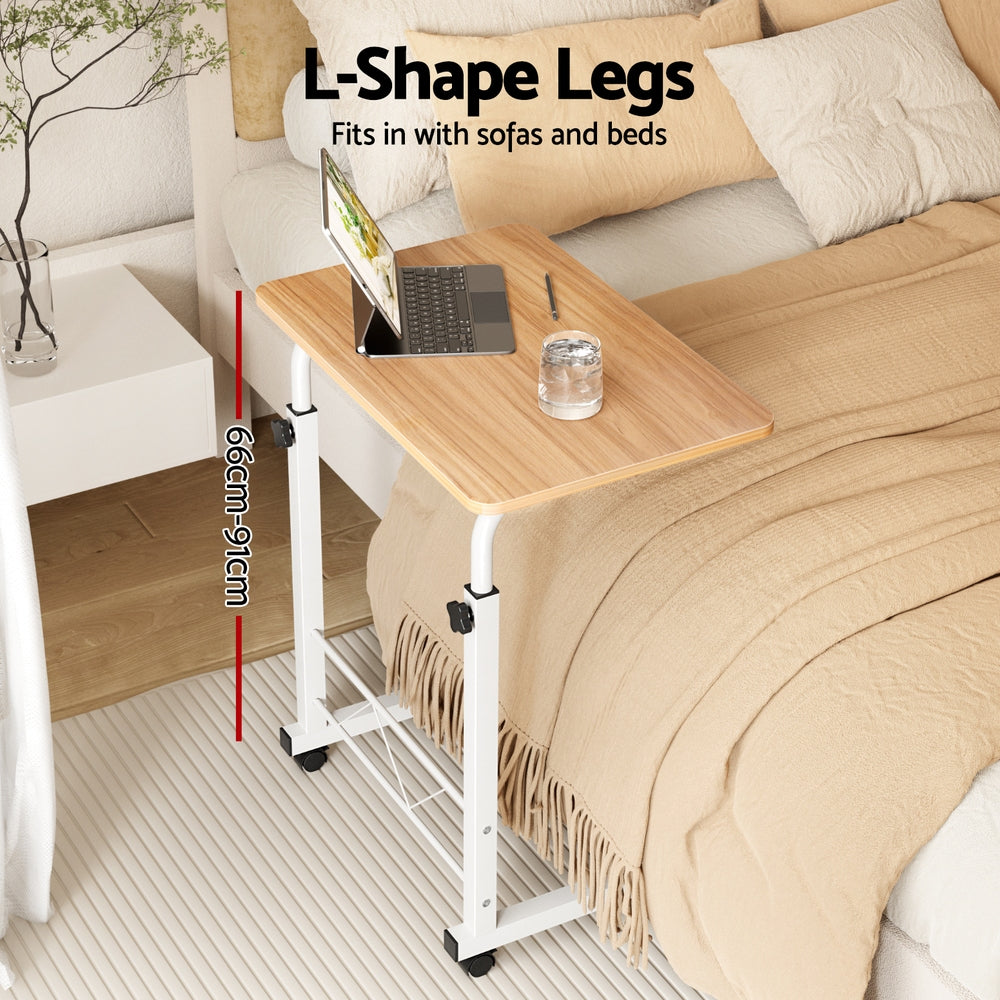 Small Portable Adjustable Height Mobile Laptop Desk - White & Oak - Homecoze