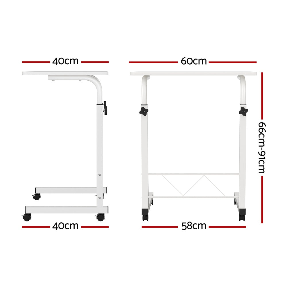 Small Portable Adjustable Height Mobile Laptop Desk - White - Homecoze