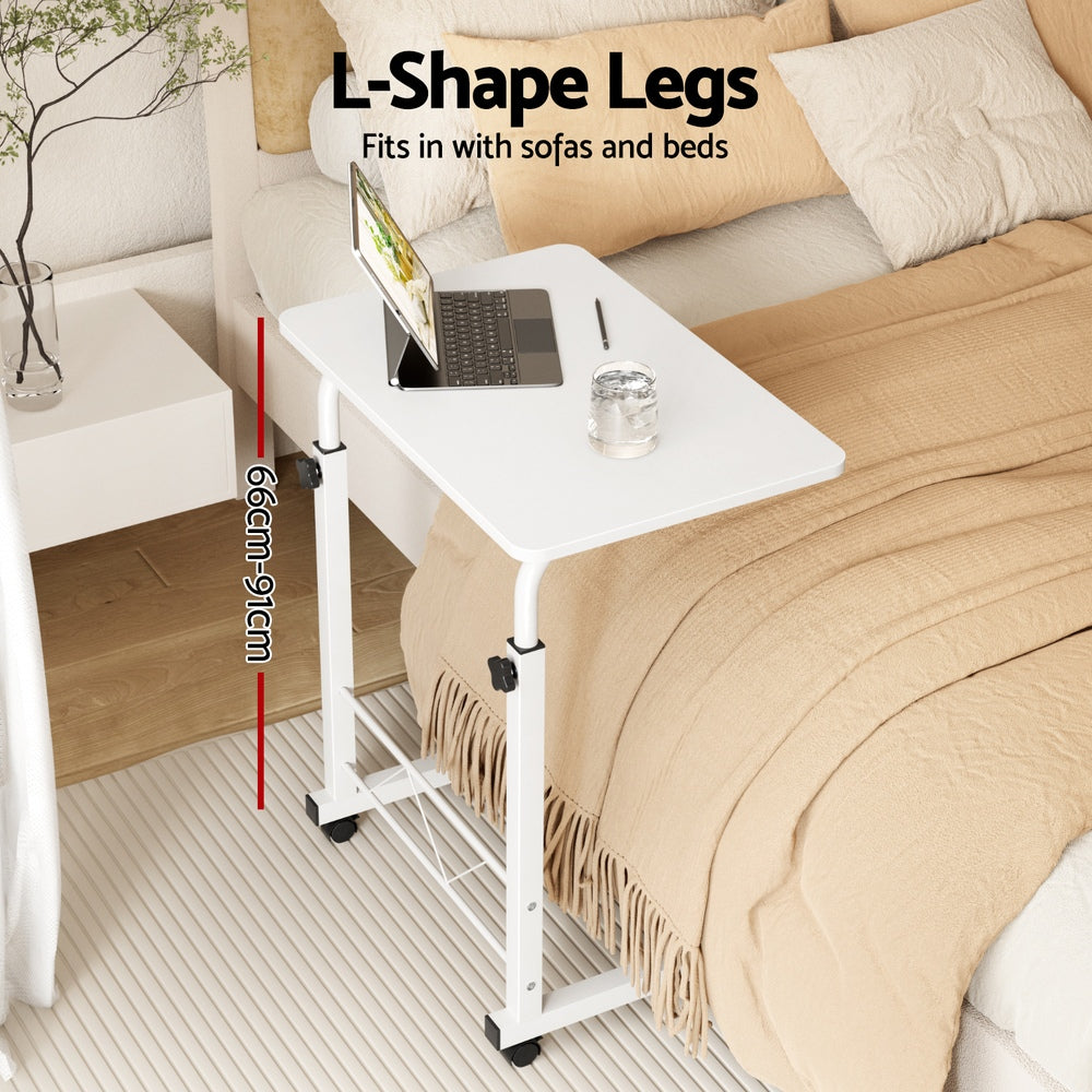 Small Portable Adjustable Height Mobile Laptop Desk - White - Homecoze
