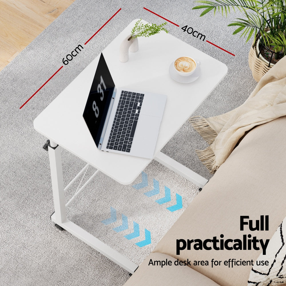Small Portable Adjustable Height Mobile Laptop Desk - White - Homecoze