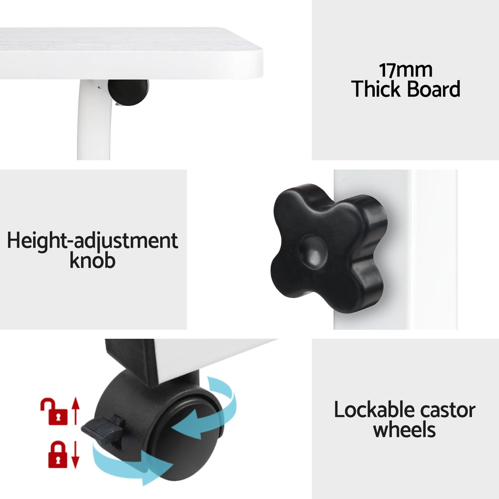 Small Portable Adjustable Height Mobile Laptop Desk - White - Homecoze