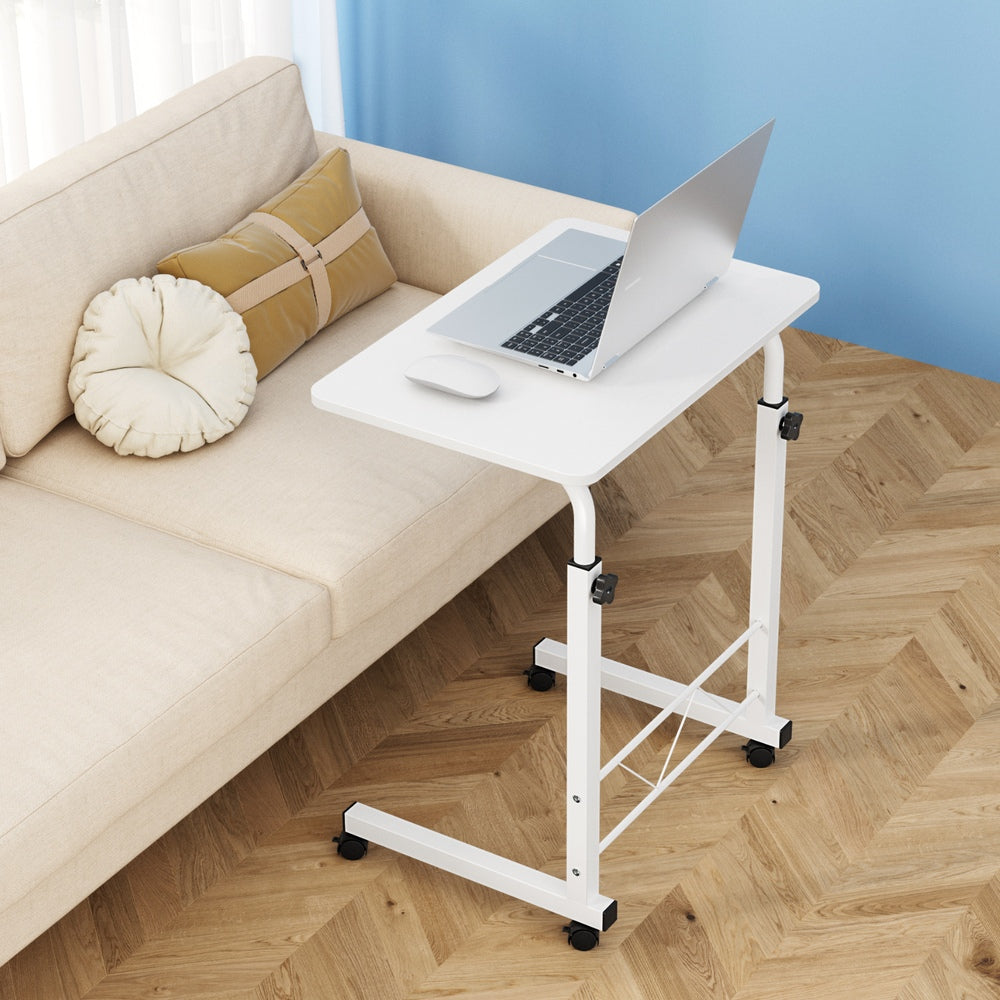 Small Portable Adjustable Height Mobile Laptop Desk - White - Homecoze