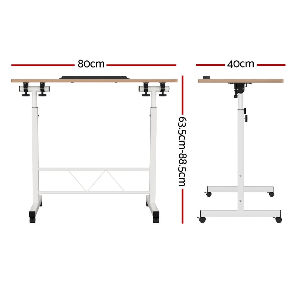 Portable Adjustable Height Mobile Laptop Desk - White & Oak - Homecoze