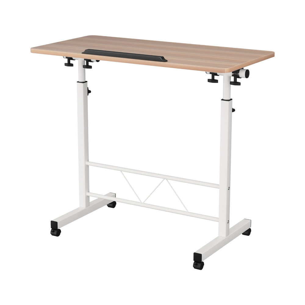 Portable Adjustable Height Mobile Laptop Desk - White & Oak - Homecoze