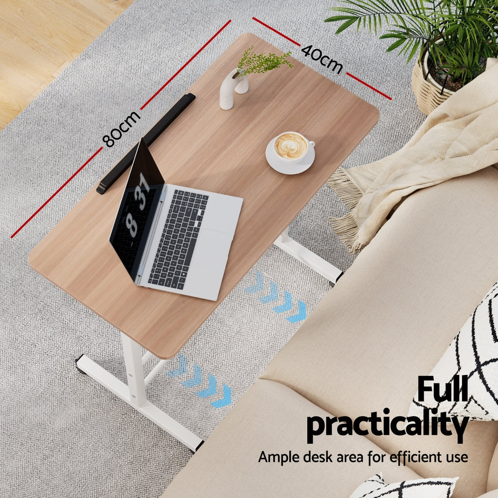 Portable Adjustable Height Mobile Laptop Desk - White & Oak - Homecoze