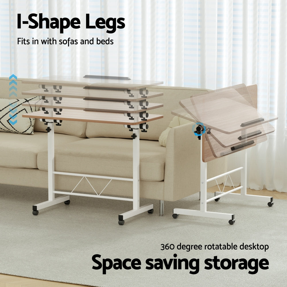 Portable Adjustable Height Mobile Laptop Desk - White & Oak - Homecoze