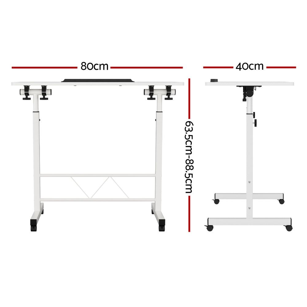 Portable Adjustable Height Mobile Laptop Desk - White - Homecoze