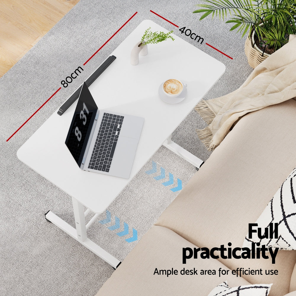 Portable Adjustable Height Mobile Laptop Desk - White - Homecoze