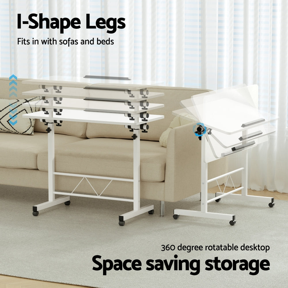 Portable Adjustable Height Mobile Laptop Desk - White - Homecoze