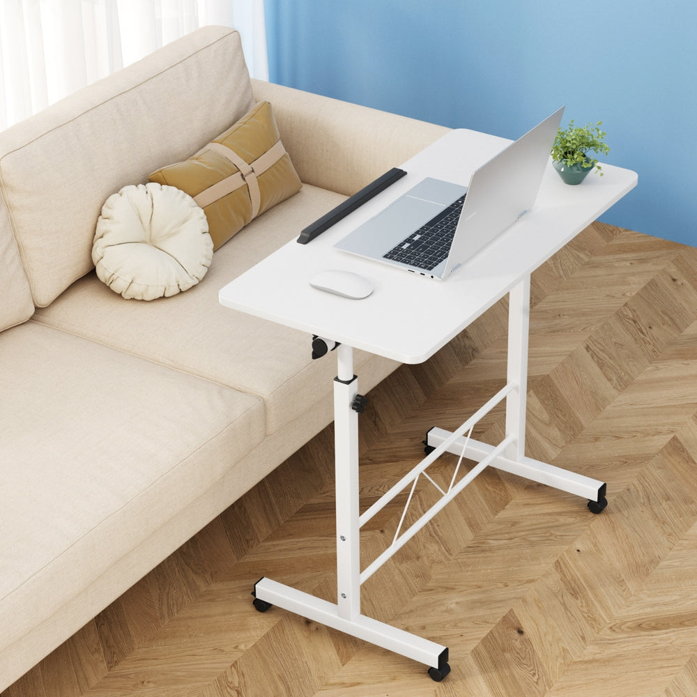 Portable Adjustable Height Mobile Laptop Desk - White - Homecoze