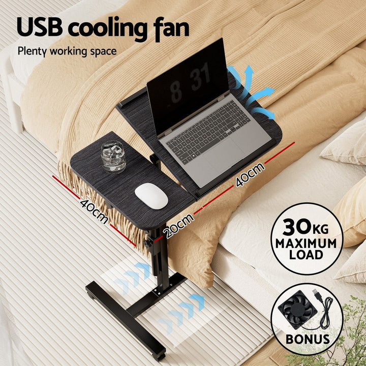Laptop Tilt Table Desk Adjustable Stand with USB Cooling Fan - Black - Homecoze