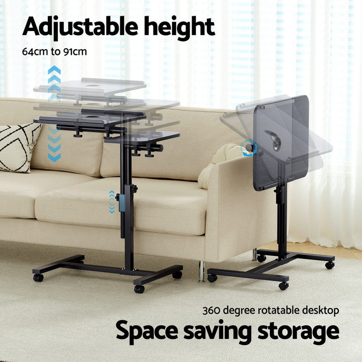 Laptop Tilt Table Desk Adjustable Stand with USB Cooling Fan - Black - Homecoze