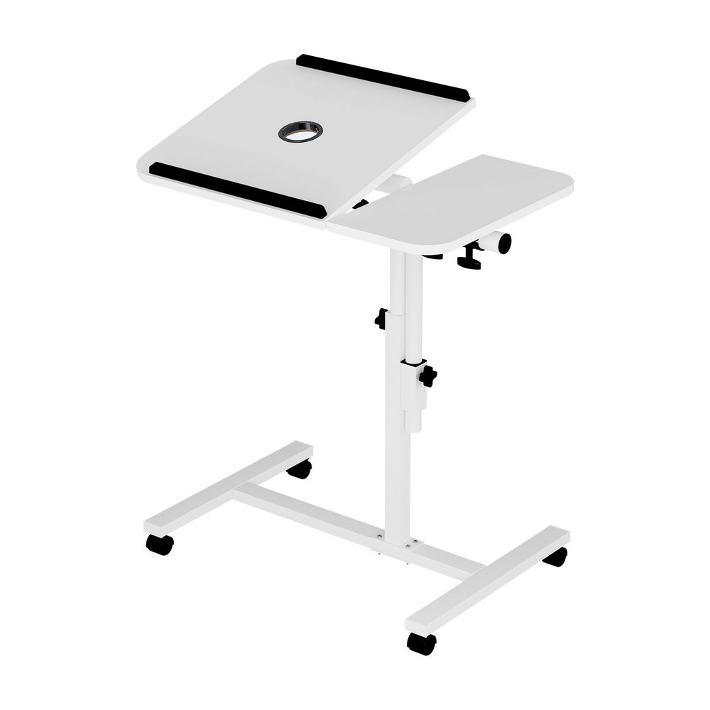 Laptop Tilt Table Desk Adjustable Stand with USB Cooling Fan - White - Homecoze