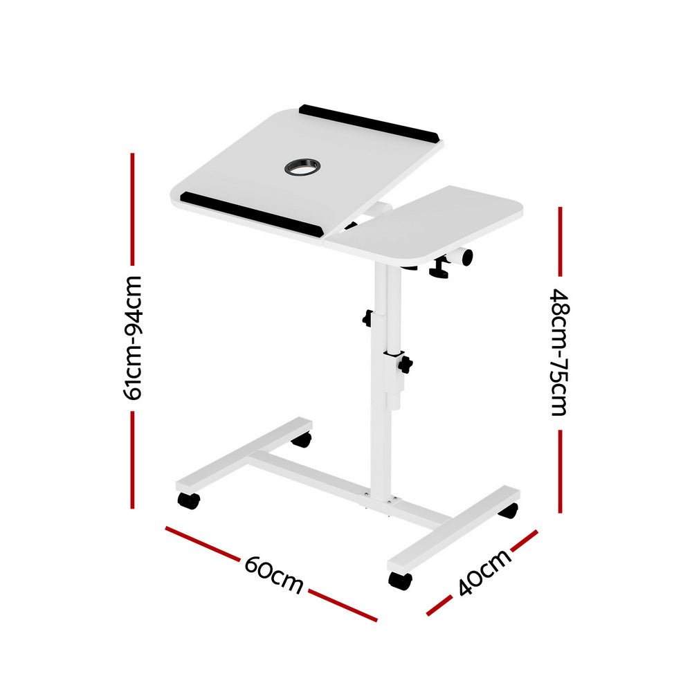 Laptop Tilt Table Desk Adjustable Stand with USB Cooling Fan - White - Homecoze