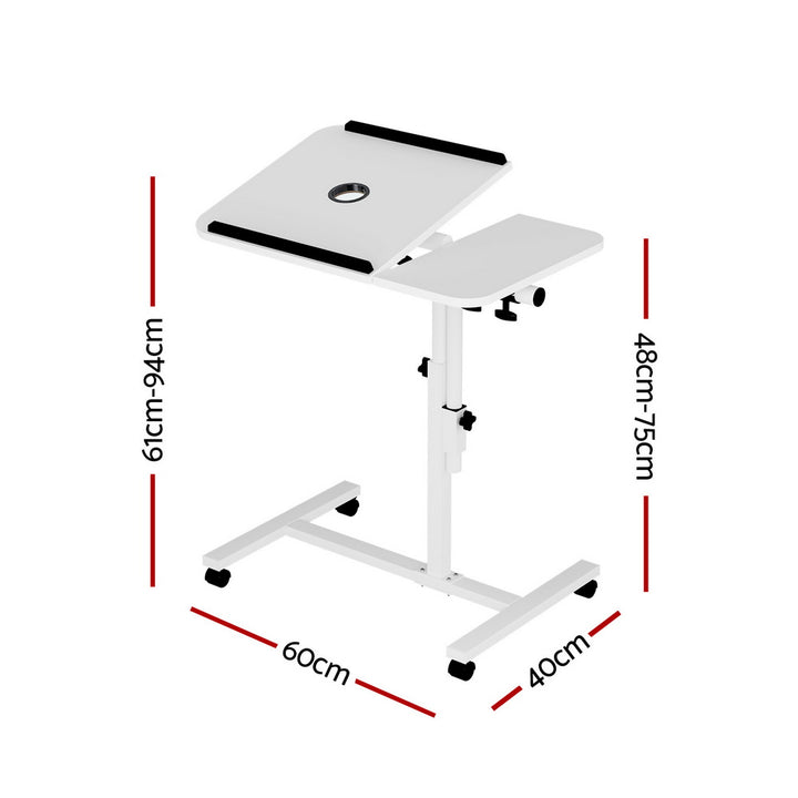 Laptop Tilt Table Desk Adjustable Stand with USB Cooling Fan - White - Homecoze
