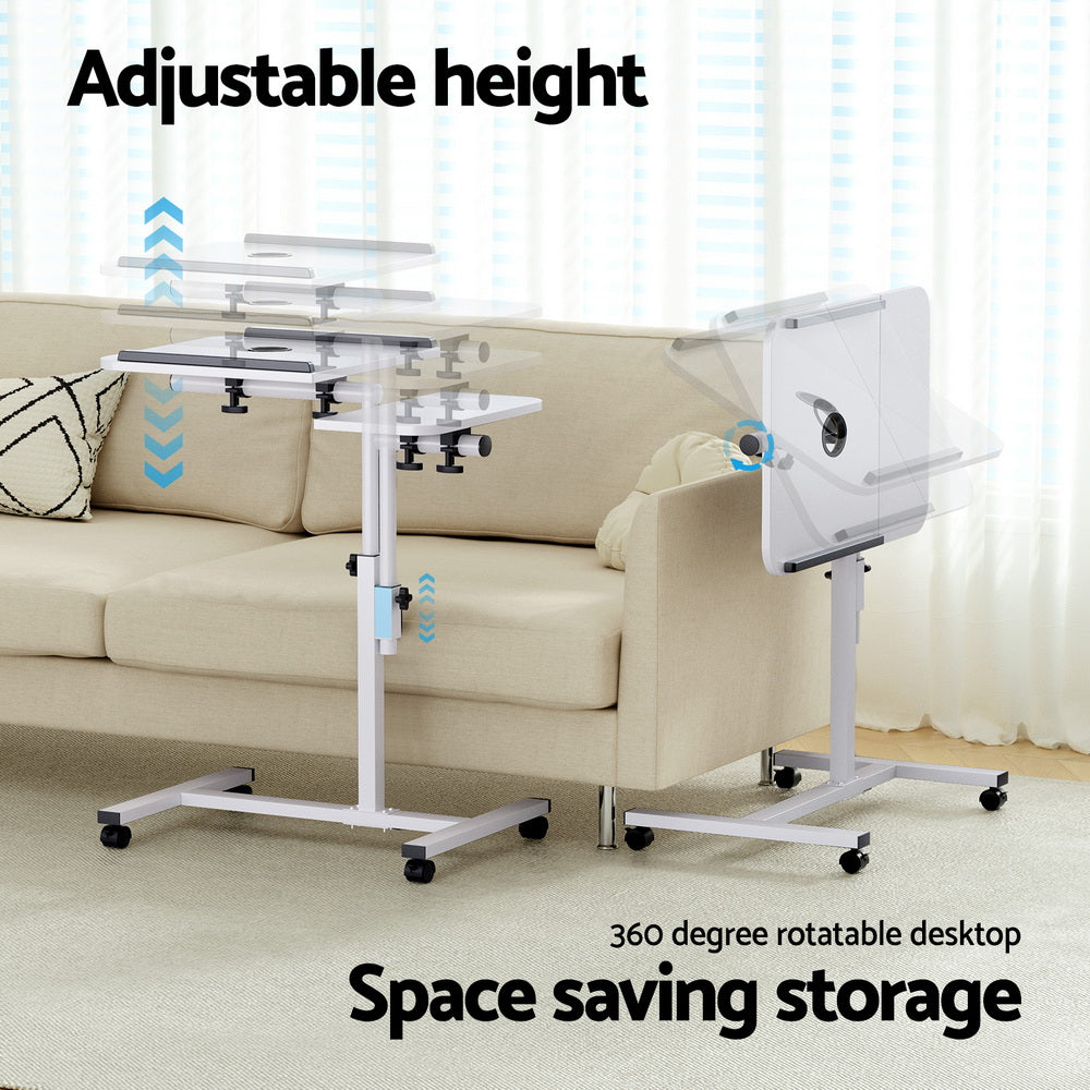 Laptop Tilt Table Desk Adjustable Stand with USB Cooling Fan - White - Homecoze