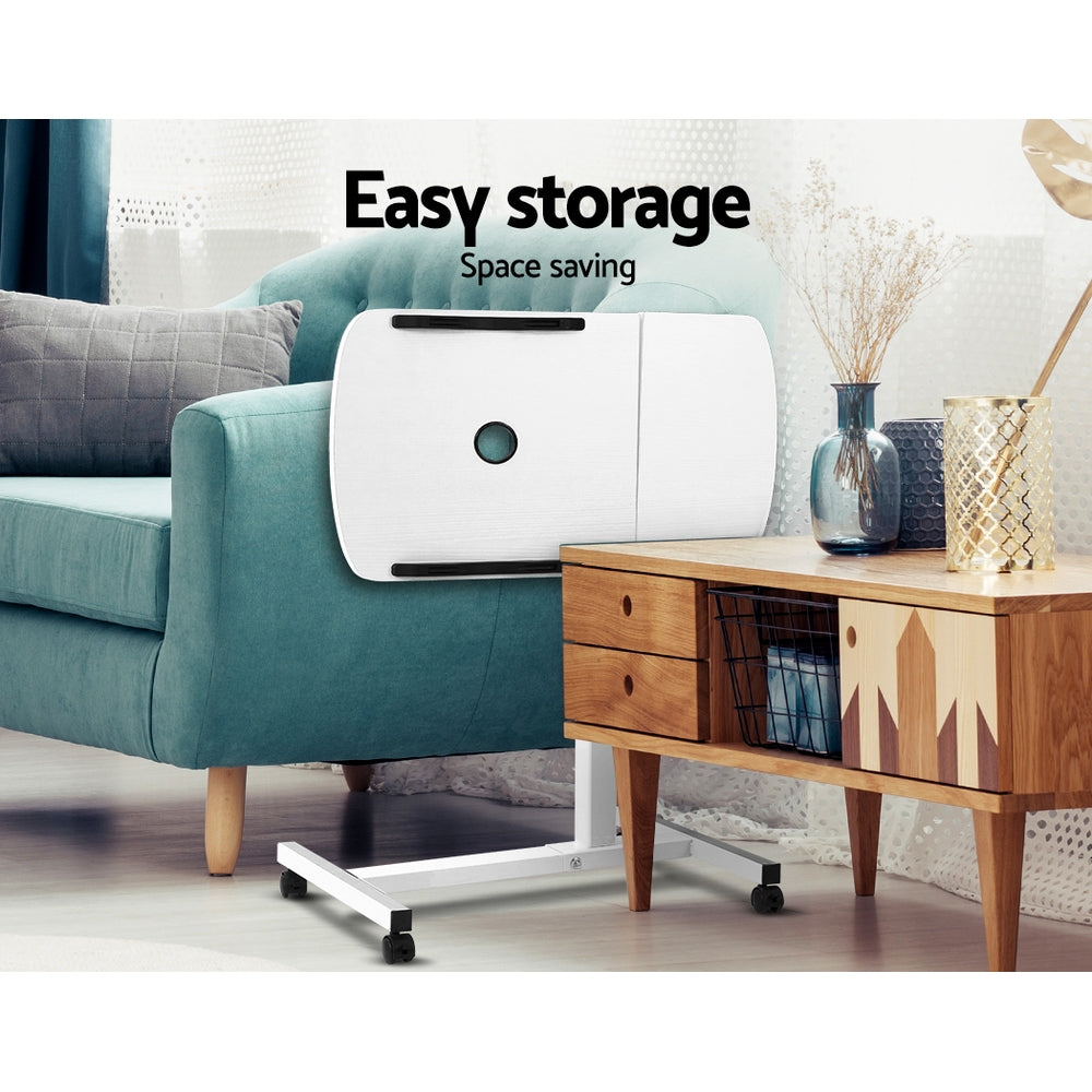 Laptop Tilt Table Desk Adjustable Stand with USB Cooling Fan - White - Homecoze