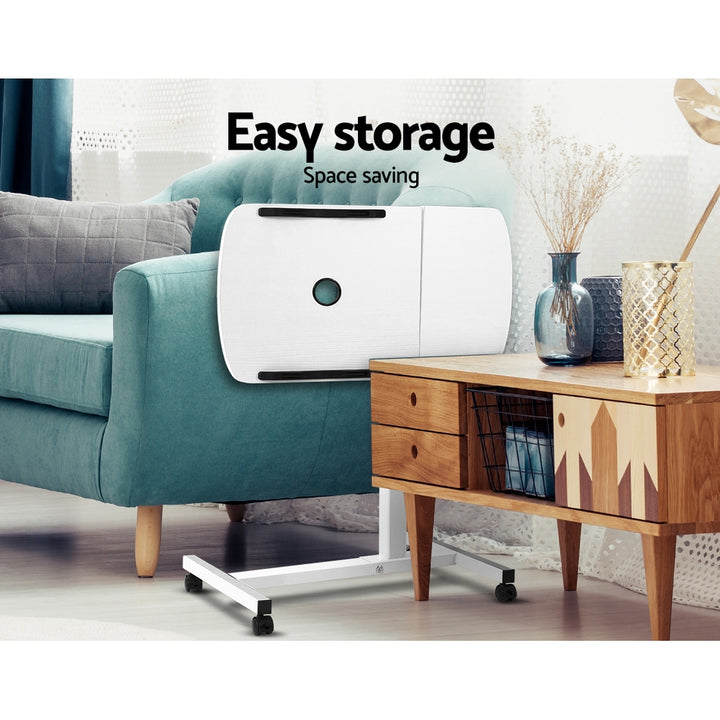 Laptop Tilt Table Desk Adjustable Stand with USB Cooling Fan - White - Homecoze