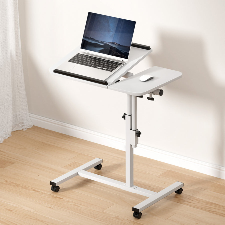Laptop Tilt Table Desk Adjustable Stand with USB Cooling Fan - White - Homecoze