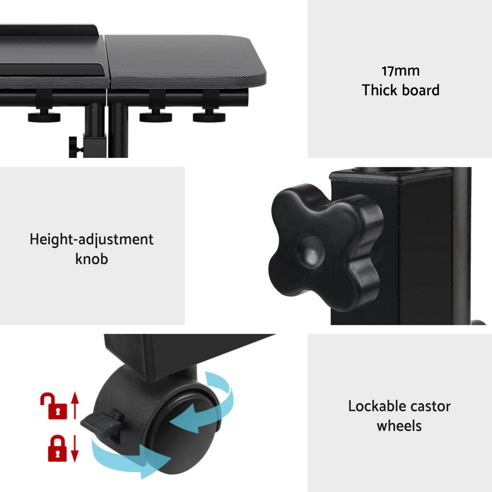 Mobile Laptop Desk Adjustable Stand - Black - Homecoze