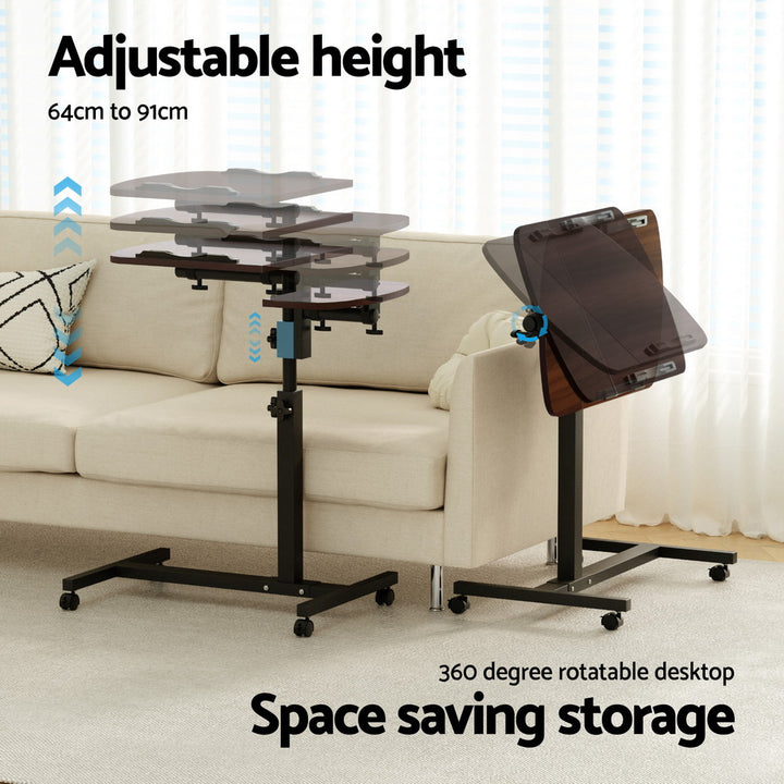 Mobile Laptop Desk Adjustable Stand - Walnut - Homecoze