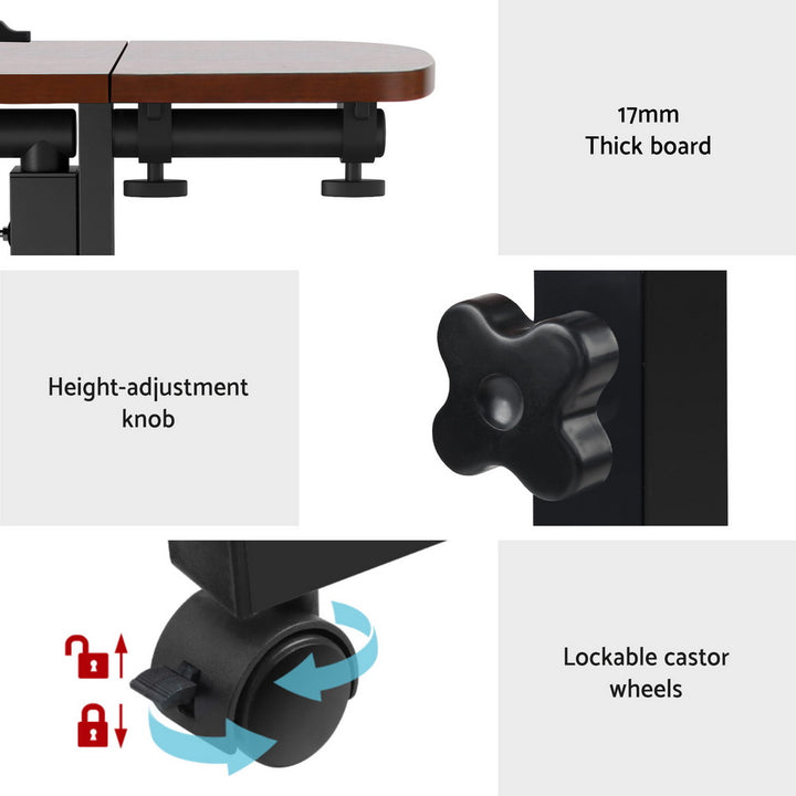 Mobile Laptop Desk Adjustable Stand - Walnut - Homecoze