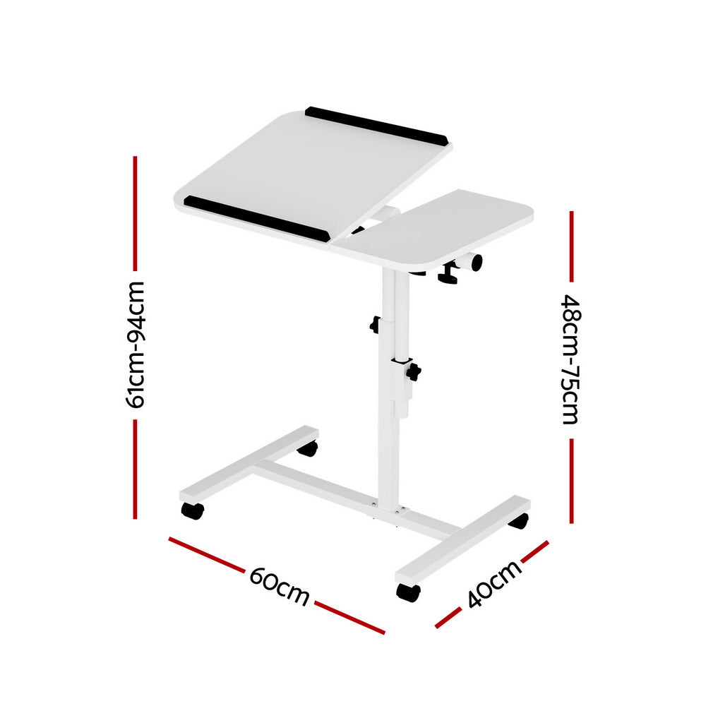 Mobile Laptop Desk Adjustable Stand - White - Homecoze