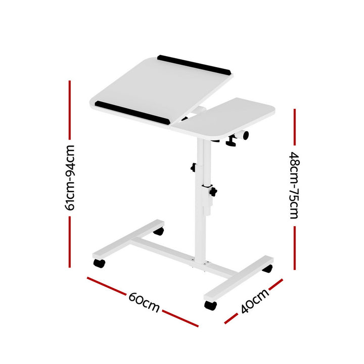 Mobile Laptop Desk Adjustable Stand - White - Homecoze