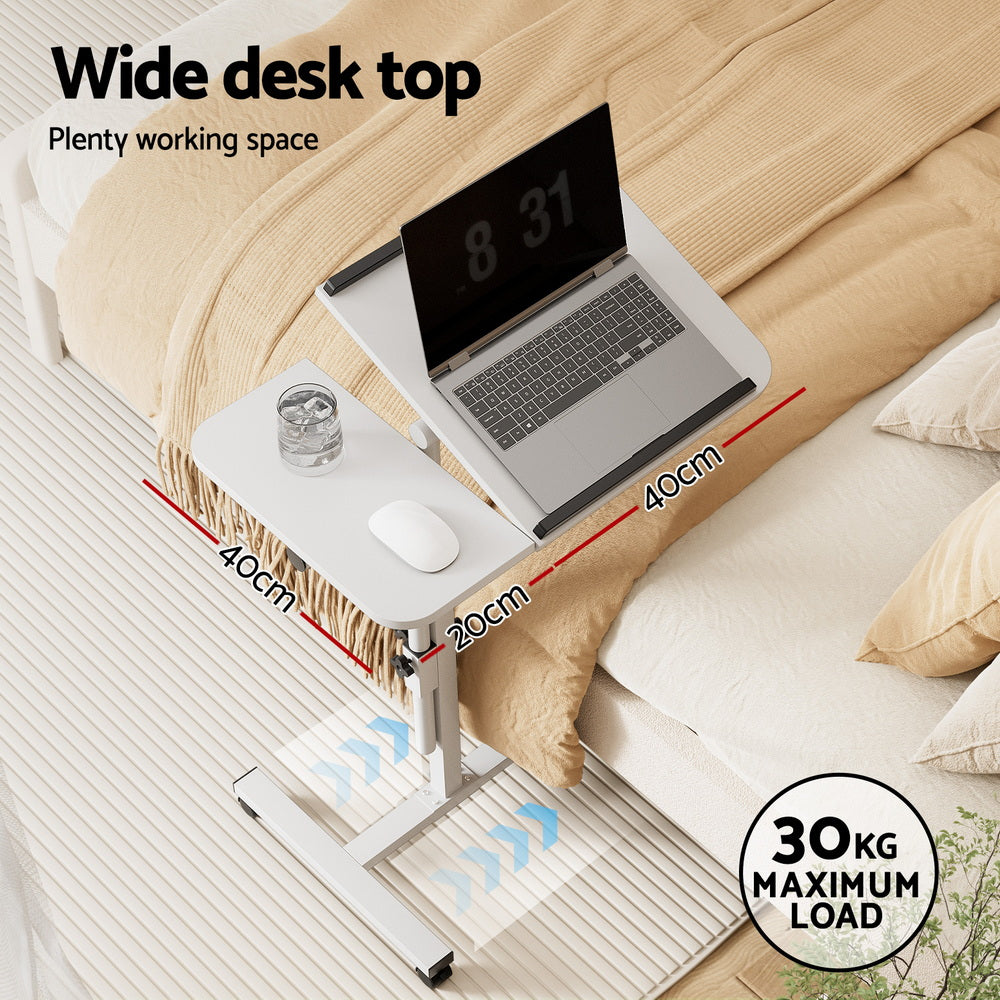Mobile Laptop Desk Adjustable Stand - White - Homecoze