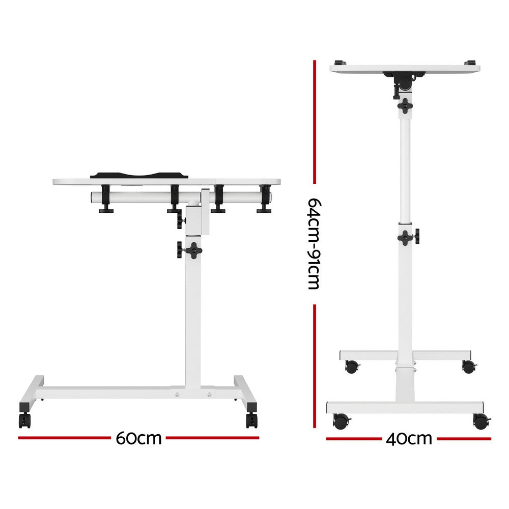 Mobile Laptop Desk Adjustable Stand - White