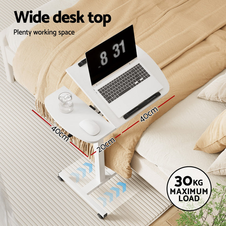 Mobile Laptop Desk Adjustable Stand - White