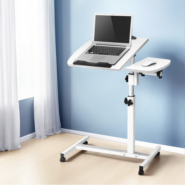 Mobile Laptop Desk Adjustable Stand - White