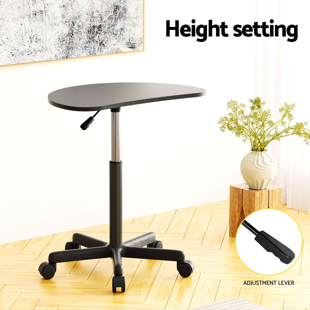 Portable Laptop Desk Height Adjustable Caster Wheel - Black - Homecoze