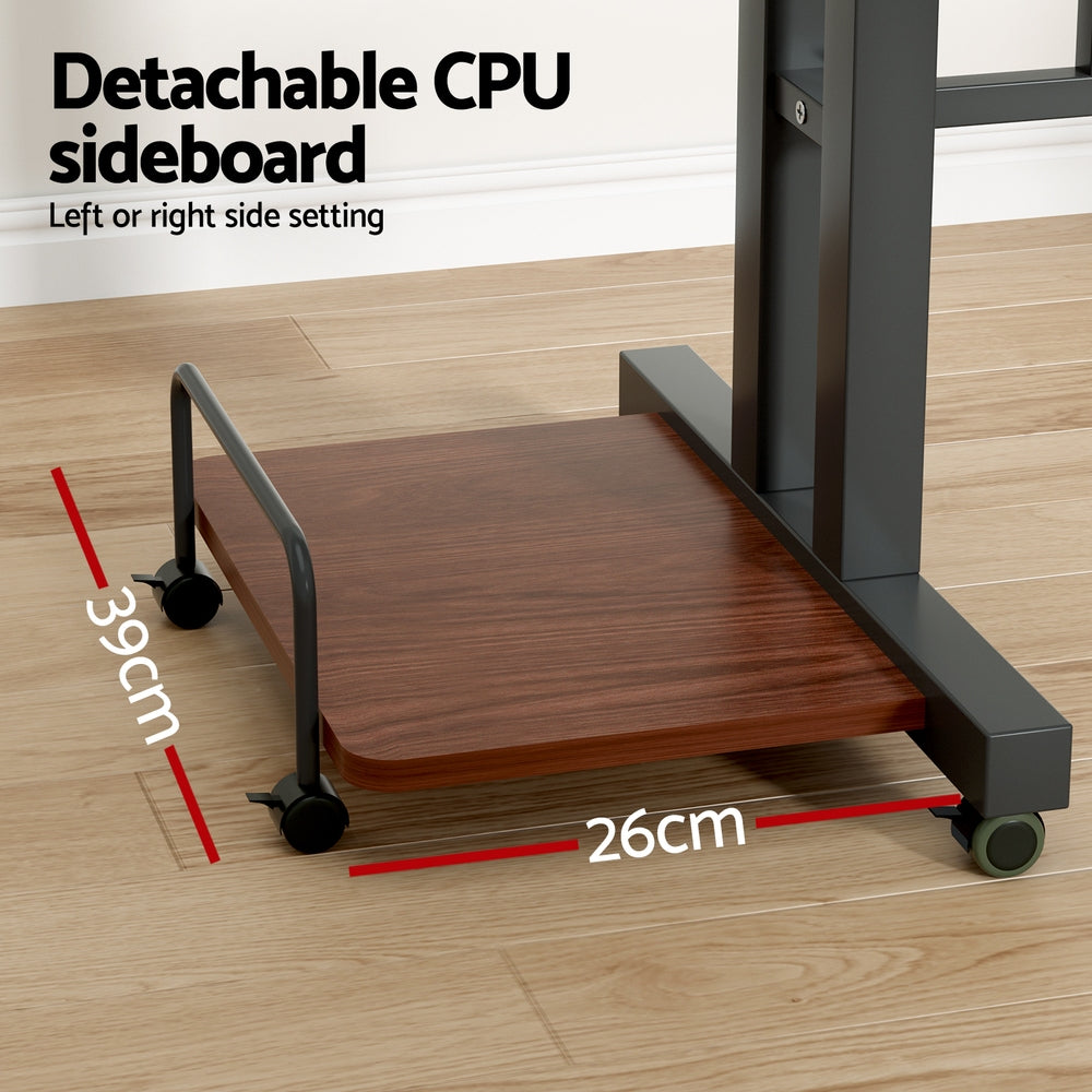 Adjustable Height Compact Dual Laptop & Desktop PC Tilt Table Desk - Dark Wood - Homecoze