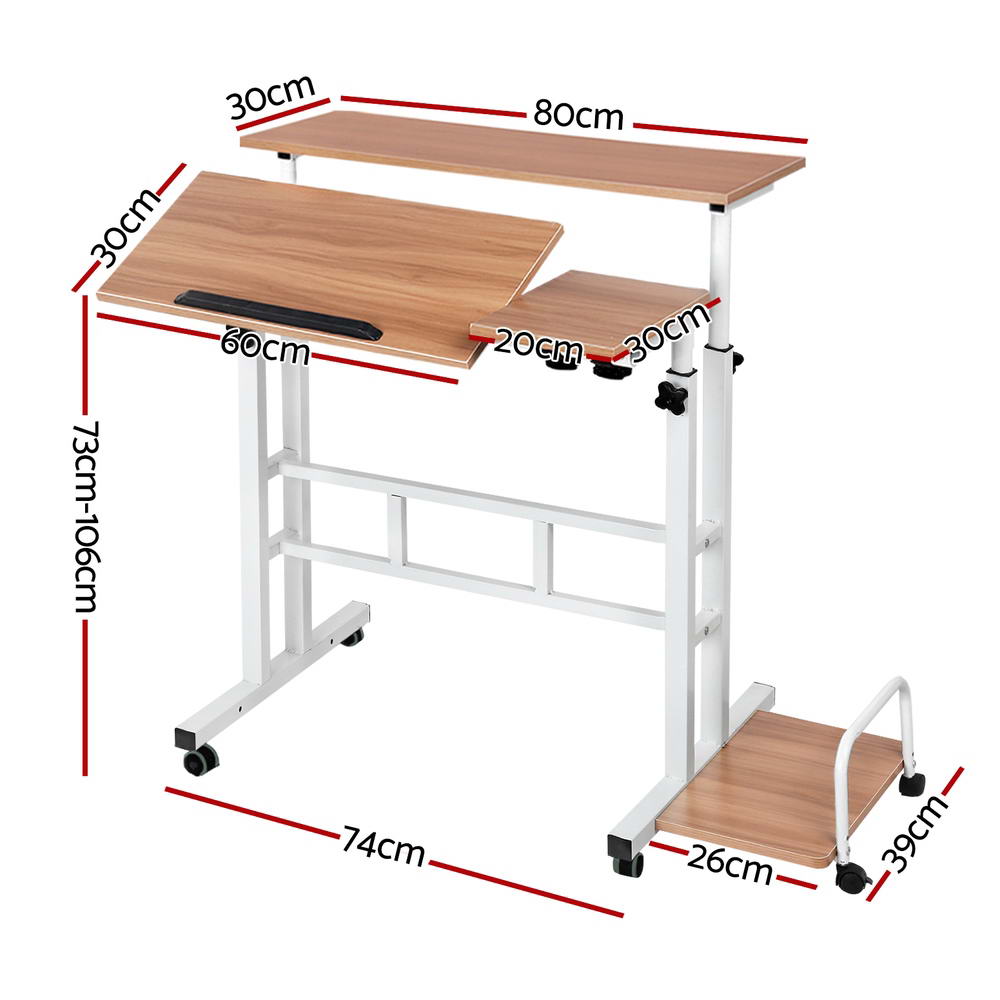 Adjustable Height Compact Dual Laptop & Desktop PC Tilt Table Desk - Oak - Homecoze